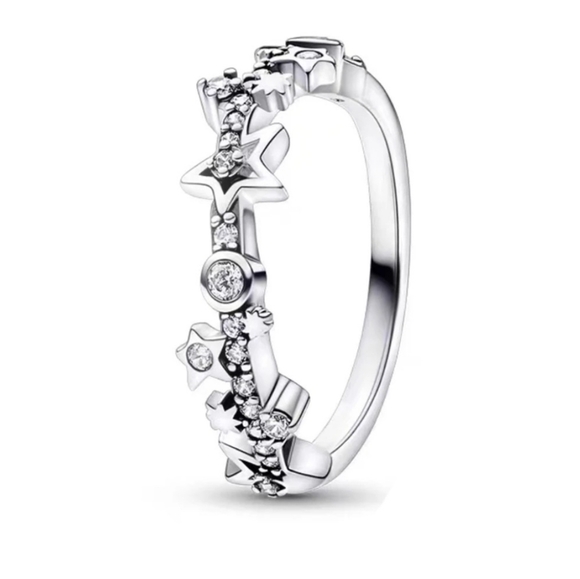 Jewelry - signed S925 Sterling Silver CZ Wave Princess Crown size 5 1/2